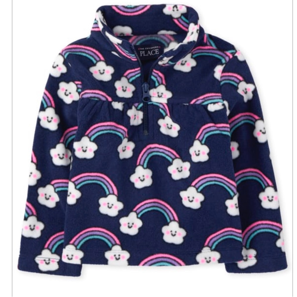 Navy half zip sweater with rainbow/clouds NWT. Children’s Place 3T still in bag